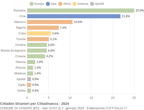 Grafico cittadinanza stranieri - Canaro 2024