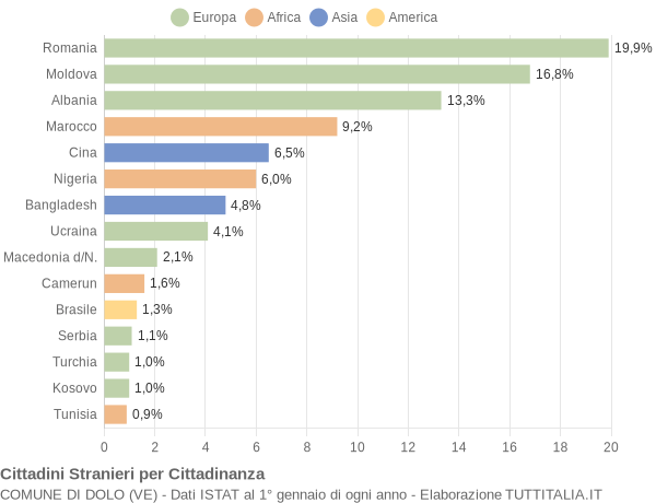 Grafico cittadinanza stranieri - Dolo 2010