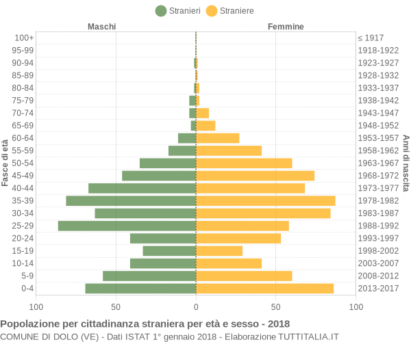 Grafico cittadini stranieri - Dolo 2018