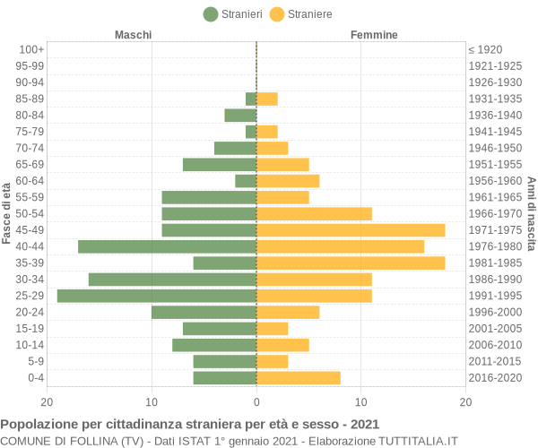 Grafico cittadini stranieri - Follina 2021