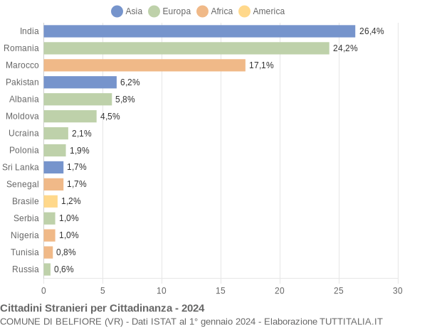 Grafico cittadinanza stranieri - Belfiore 2024