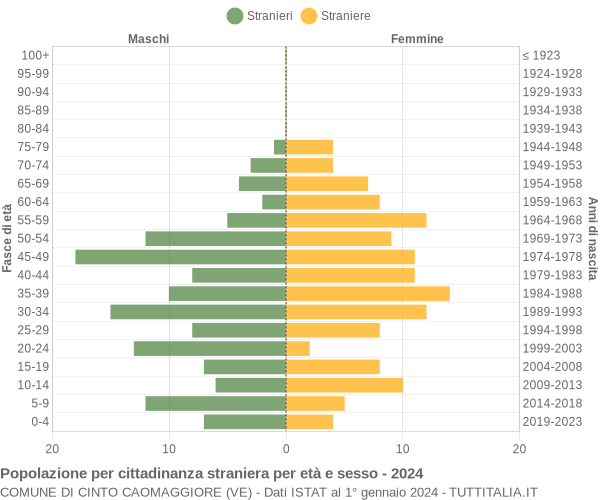 Grafico cittadini stranieri - Cinto Caomaggiore 2024