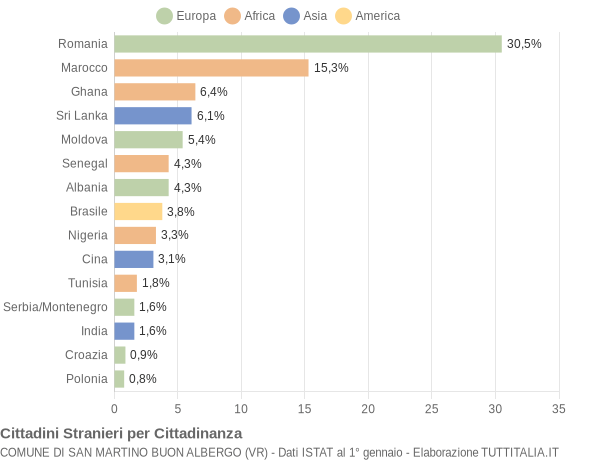 Grafico cittadinanza stranieri - San Martino Buon Albergo 2008