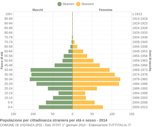 Grafico cittadini stranieri - Vigonza 2014