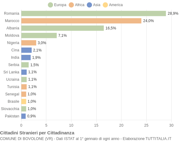 Grafico cittadinanza stranieri - Bovolone 2017