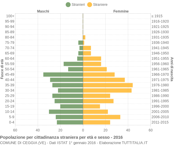 Grafico cittadini stranieri - Ceggia 2016