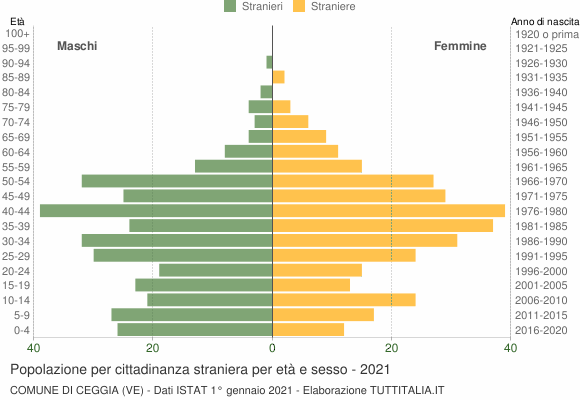 Grafico cittadini stranieri - Ceggia 2021