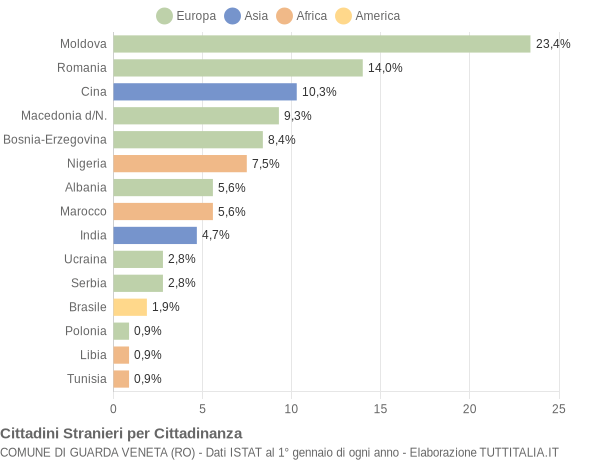 Grafico cittadinanza stranieri - Guarda Veneta 2015