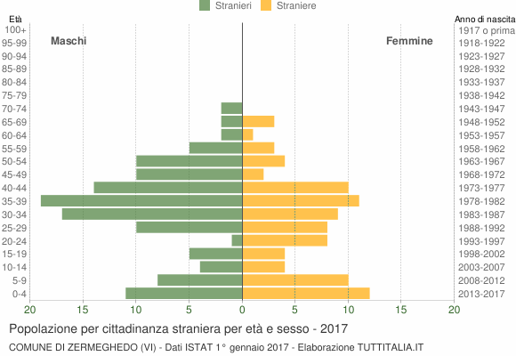 Grafico cittadini stranieri - Zermeghedo 2017