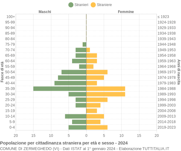 Grafico cittadini stranieri - Zermeghedo 2024