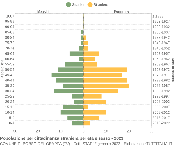 Grafico cittadini stranieri - Borso del Grappa 2023