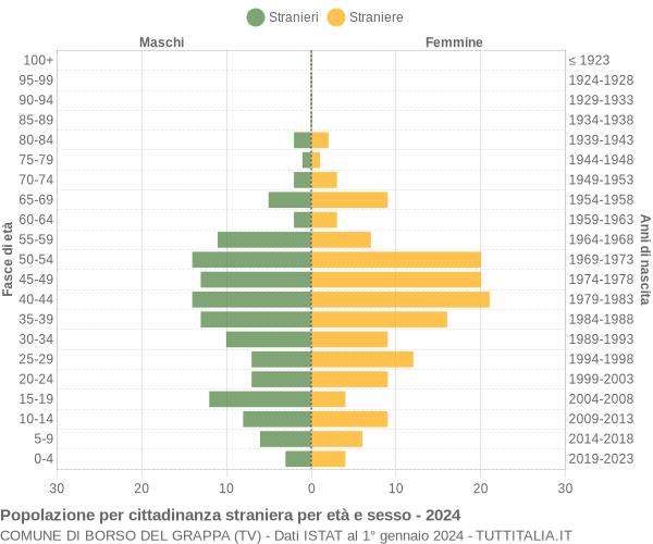 Grafico cittadini stranieri - Borso del Grappa 2024