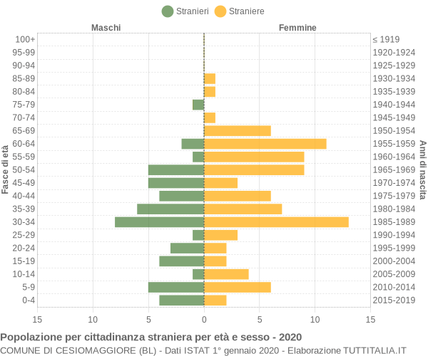 Grafico cittadini stranieri - Cesiomaggiore 2020