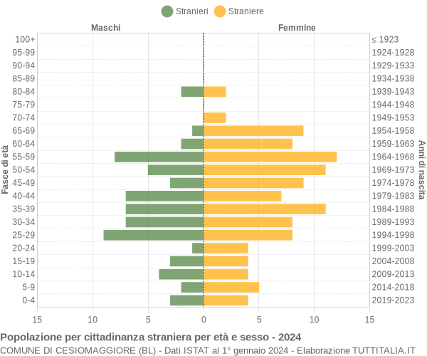 Grafico cittadini stranieri - Cesiomaggiore 2024