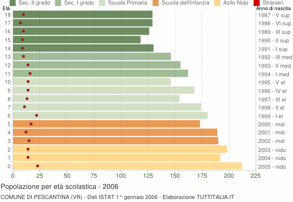 Grafico Popolazione in età scolastica - Pescantina 2006