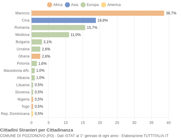 Grafico cittadinanza stranieri - Pozzonovo 2019