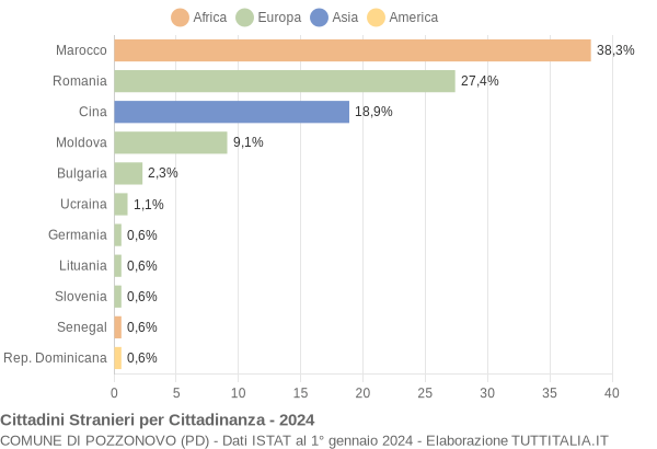 Grafico cittadinanza stranieri - Pozzonovo 2024