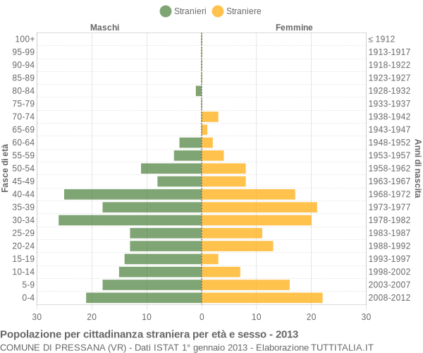 Grafico cittadini stranieri - Pressana 2013