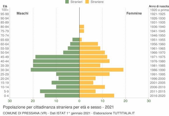 Grafico cittadini stranieri - Pressana 2021