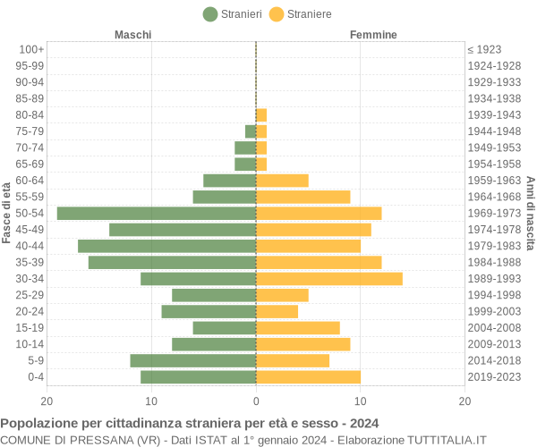 Grafico cittadini stranieri - Pressana 2024