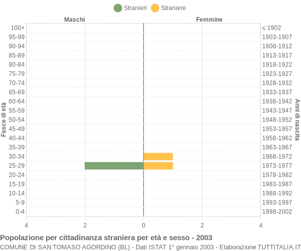 Grafico cittadini stranieri - San Tomaso Agordino 2003