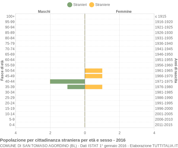 Grafico cittadini stranieri - San Tomaso Agordino 2016