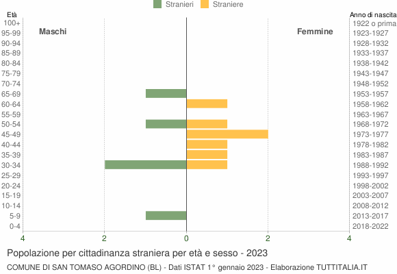Grafico cittadini stranieri - San Tomaso Agordino 2023