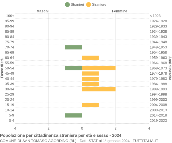 Grafico cittadini stranieri - San Tomaso Agordino 2024