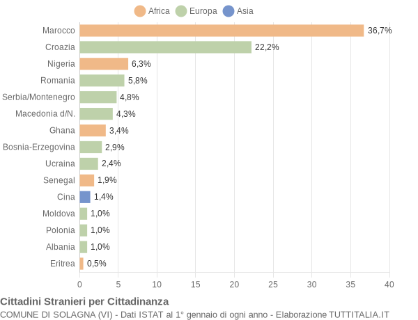 Grafico cittadinanza stranieri - Solagna 2007