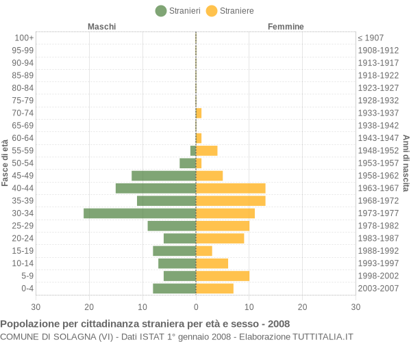 Grafico cittadini stranieri - Solagna 2008
