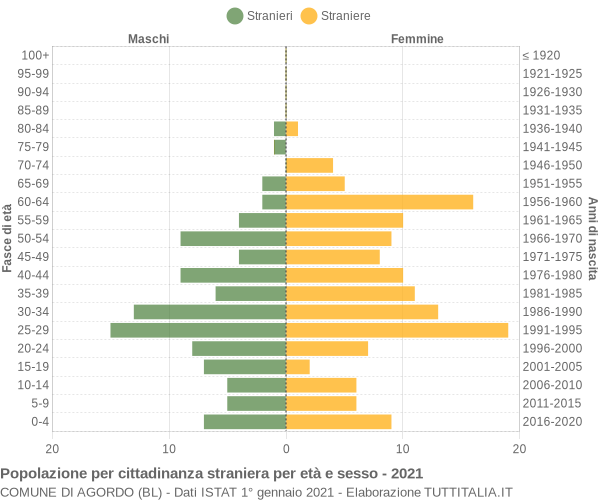 Grafico cittadini stranieri - Agordo 2021