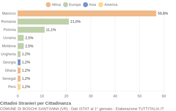 Grafico cittadinanza stranieri - Boschi Sant'Anna 2022