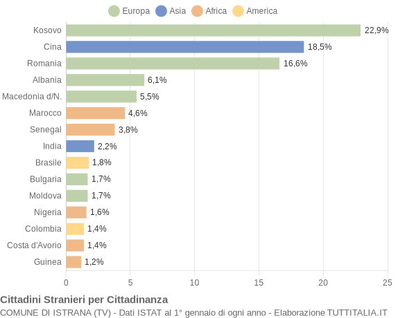 Grafico cittadinanza stranieri - Istrana 2022