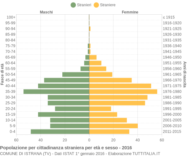 Grafico cittadini stranieri - Istrana 2016