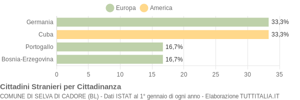 Grafico cittadinanza stranieri - Selva di Cadore 2006