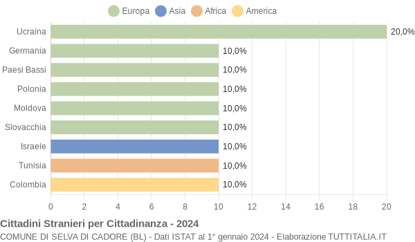 Grafico cittadinanza stranieri - Selva di Cadore 2024