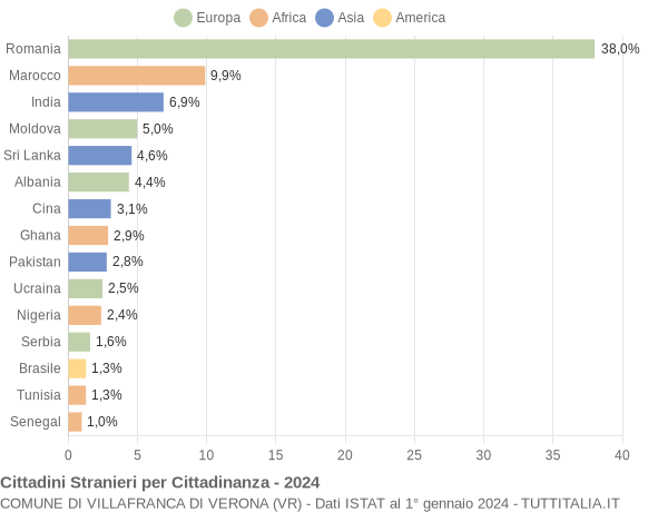 Grafico cittadinanza stranieri - Villafranca di Verona 2024