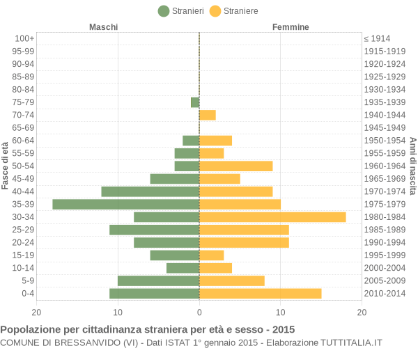 Grafico cittadini stranieri - Bressanvido 2015