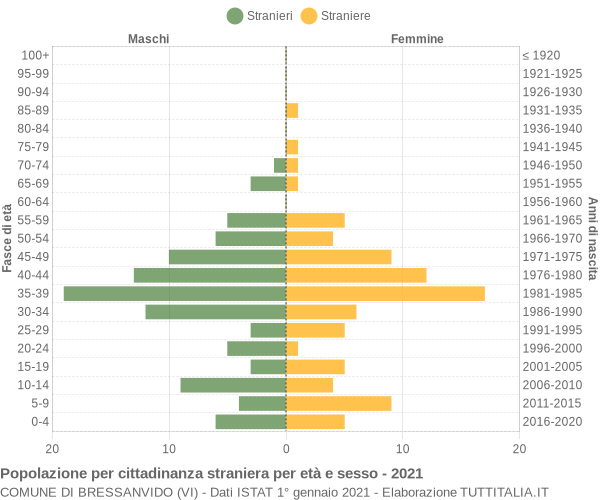 Grafico cittadini stranieri - Bressanvido 2021