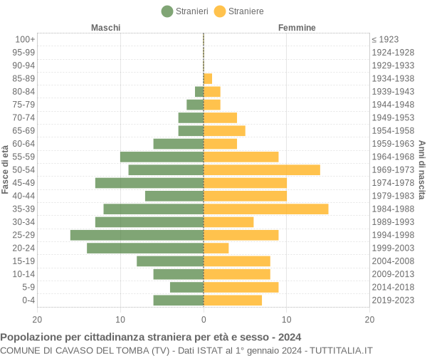 Grafico cittadini stranieri - Cavaso del Tomba 2024