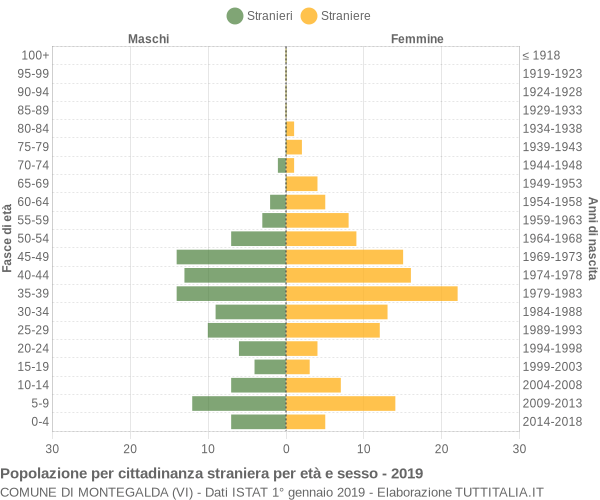 Grafico cittadini stranieri - Montegalda 2019