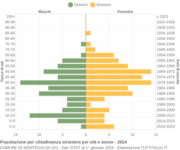 Grafico cittadini stranieri - Montegalda 2024