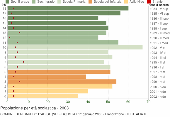 Grafico Popolazione in età scolastica - Albaredo d'Adige 2003