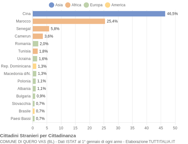 Grafico cittadinanza stranieri - Quero Vas 2016