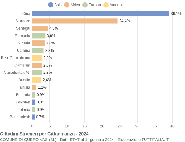 Grafico cittadinanza stranieri - Quero Vas 2024