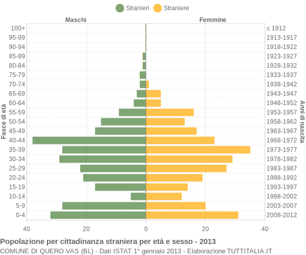 Grafico cittadini stranieri - Quero Vas 2013