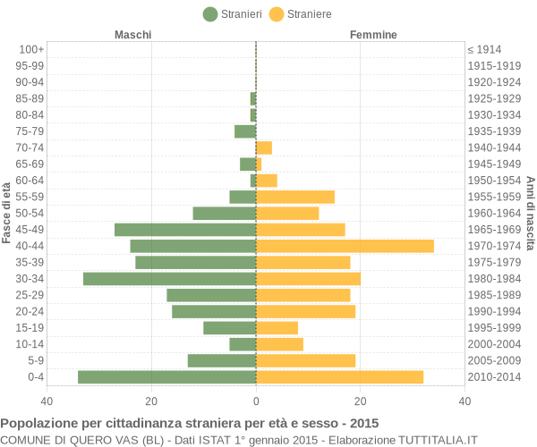 Grafico cittadini stranieri - Quero Vas 2015