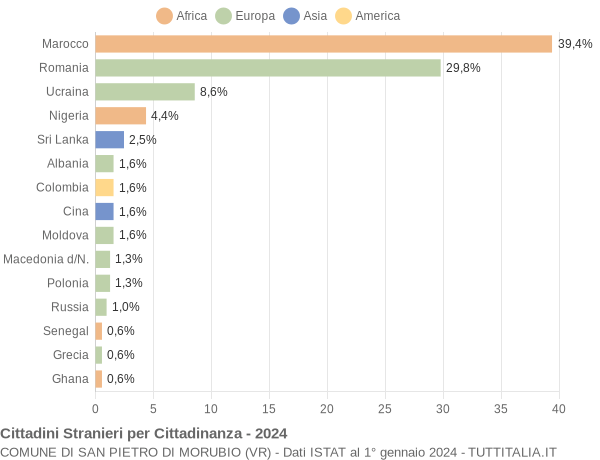 Grafico cittadinanza stranieri - San Pietro di Morubio 2024