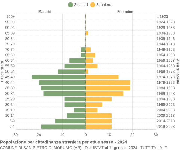 Grafico cittadini stranieri - San Pietro di Morubio 2024