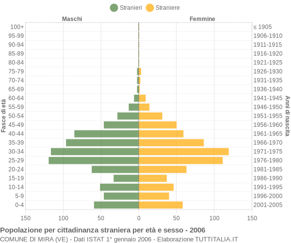 Grafico cittadini stranieri - Mira 2006